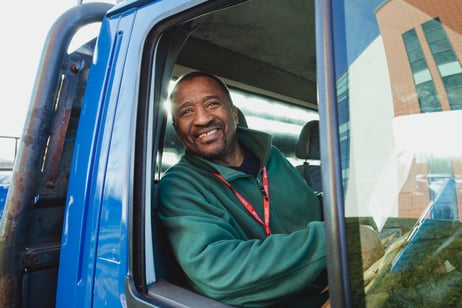 Man driving truck