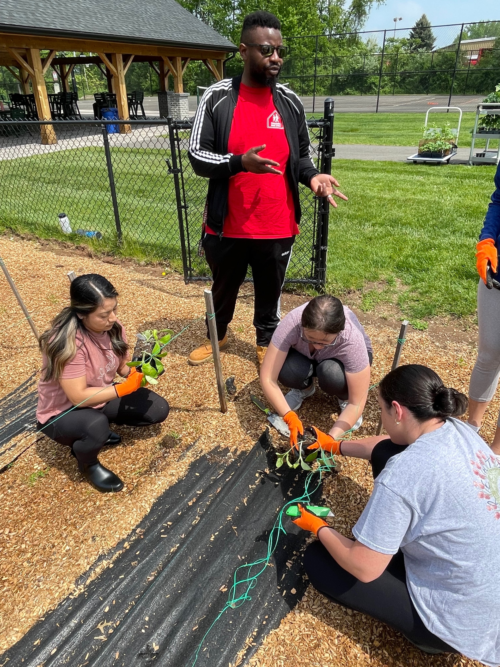 HAI Group employees help prepare the company's community garden